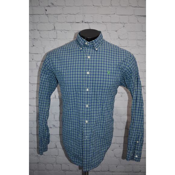 Polo Ralph Lauren Dress Shirt Mens Size Large Blue Green Plaids - Picture 5 of 6